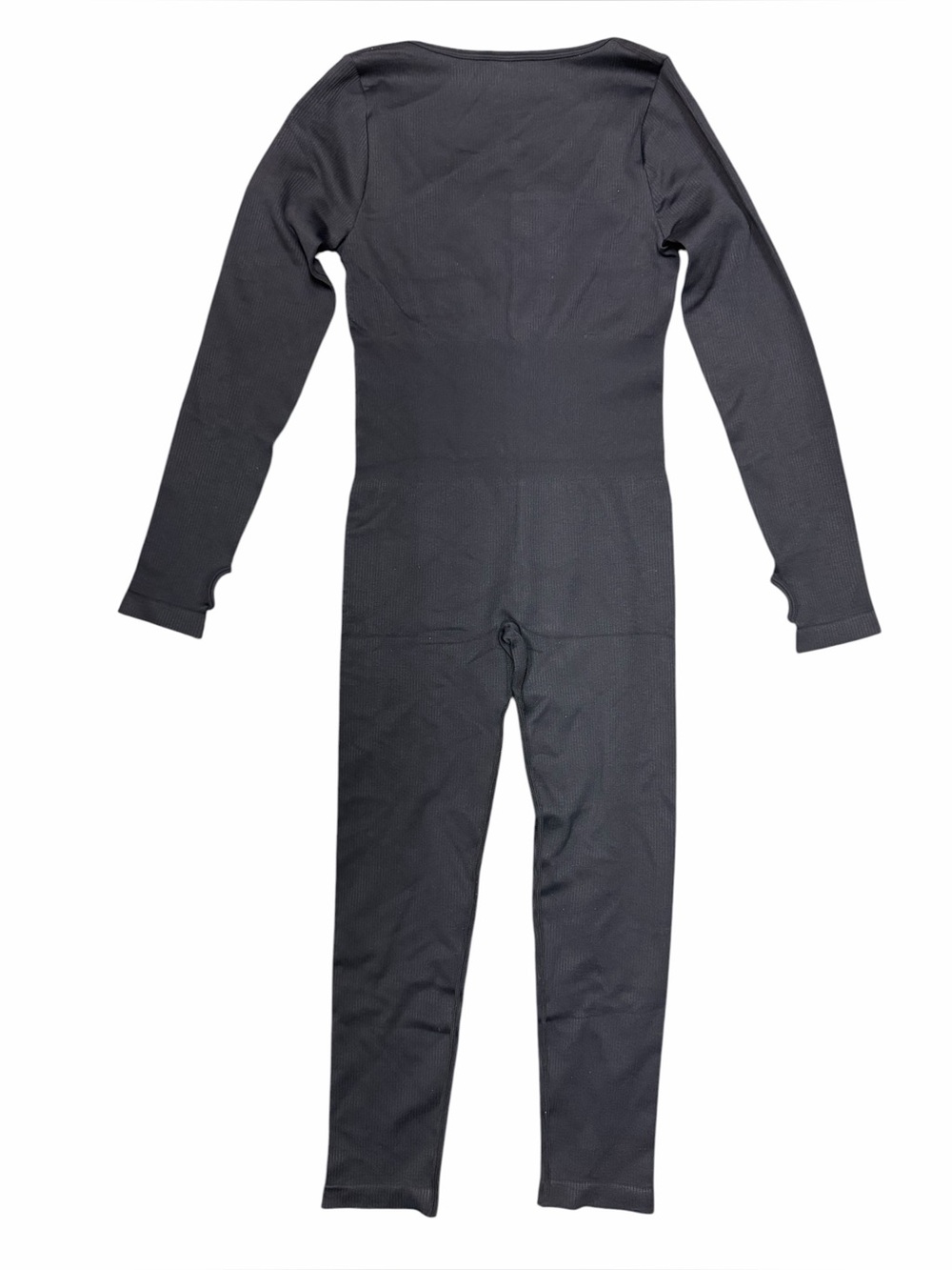 NEW OQQ Ribbed Long Sleeve Jumpsuit • Size L Snatching Bodysuit Onesie Black - Picture 8 of 10